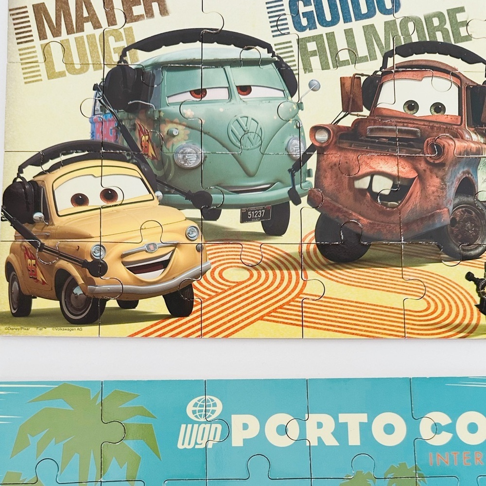 Disney Cars 2 Wood Puzzle Lot of 4 in storage box - Picture 5 of 12
